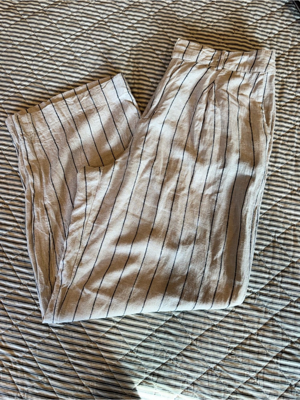 a new day Cream Pinstripe Women’s Linen Pants